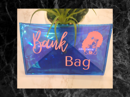 Pink on Blue Bank Bag Online now