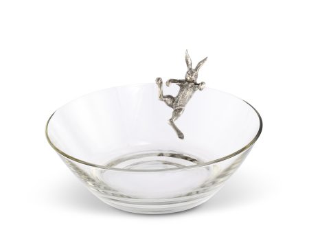 Vagabond House Garden Friends Climbing Bunny Glass Serving Salad Bowl G413CB Hot on Sale