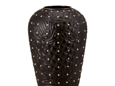 Versace Vanitas Black Black gold Vase 12.25 inch Online now